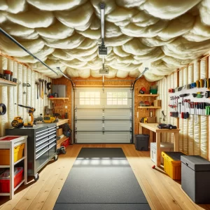 garage with R11 insulation on the ceiling